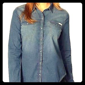 CALVIN KLEIN JEANS Pearl snap Denim Shirt XL